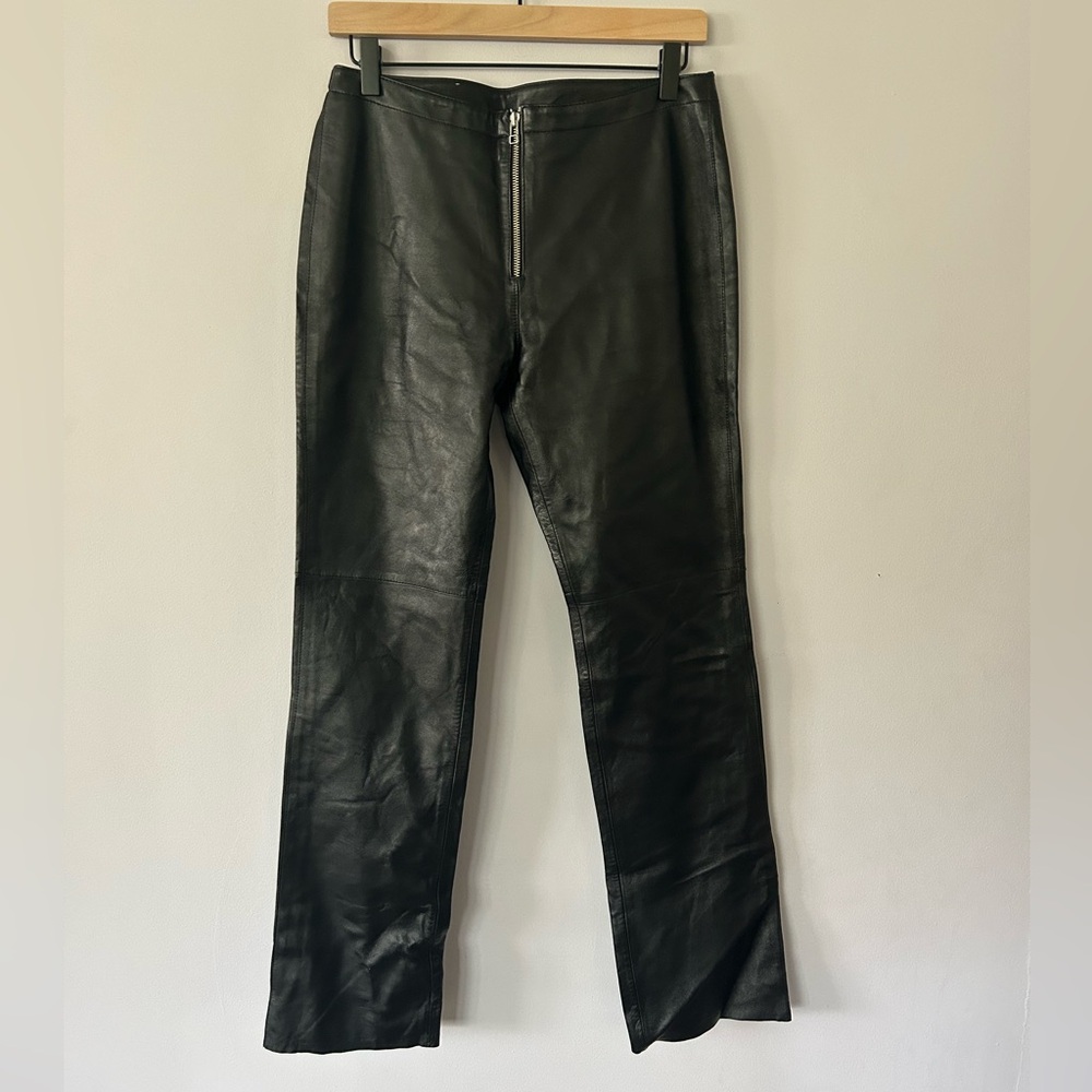 Moda International Genuine Leather Trousers, EUC, Size 8, Black